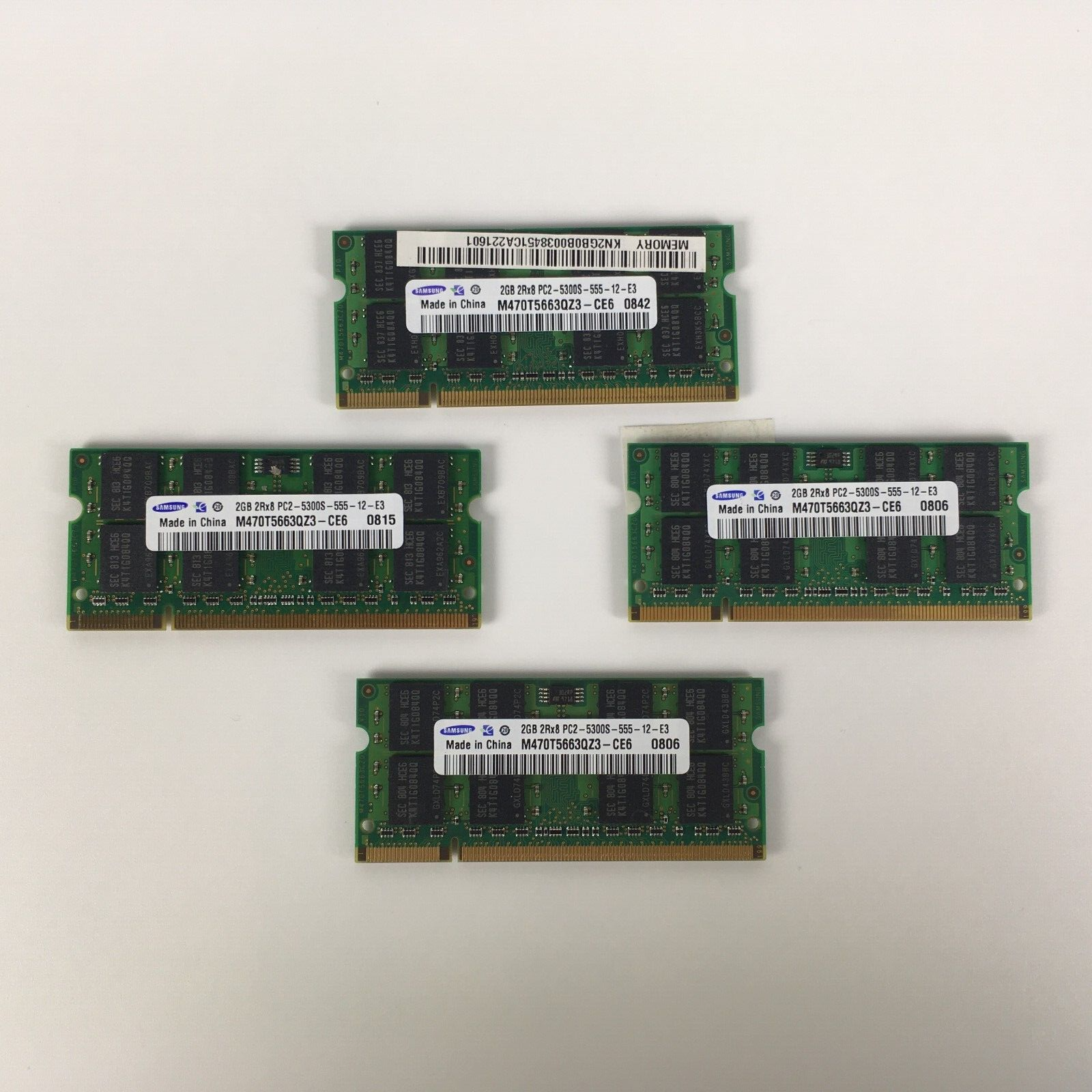 x4 Samsung 2GB RAM Memory Stick (PC2-5300S-555-12-E3) M470T5663QZ3-CE6 Laptop
