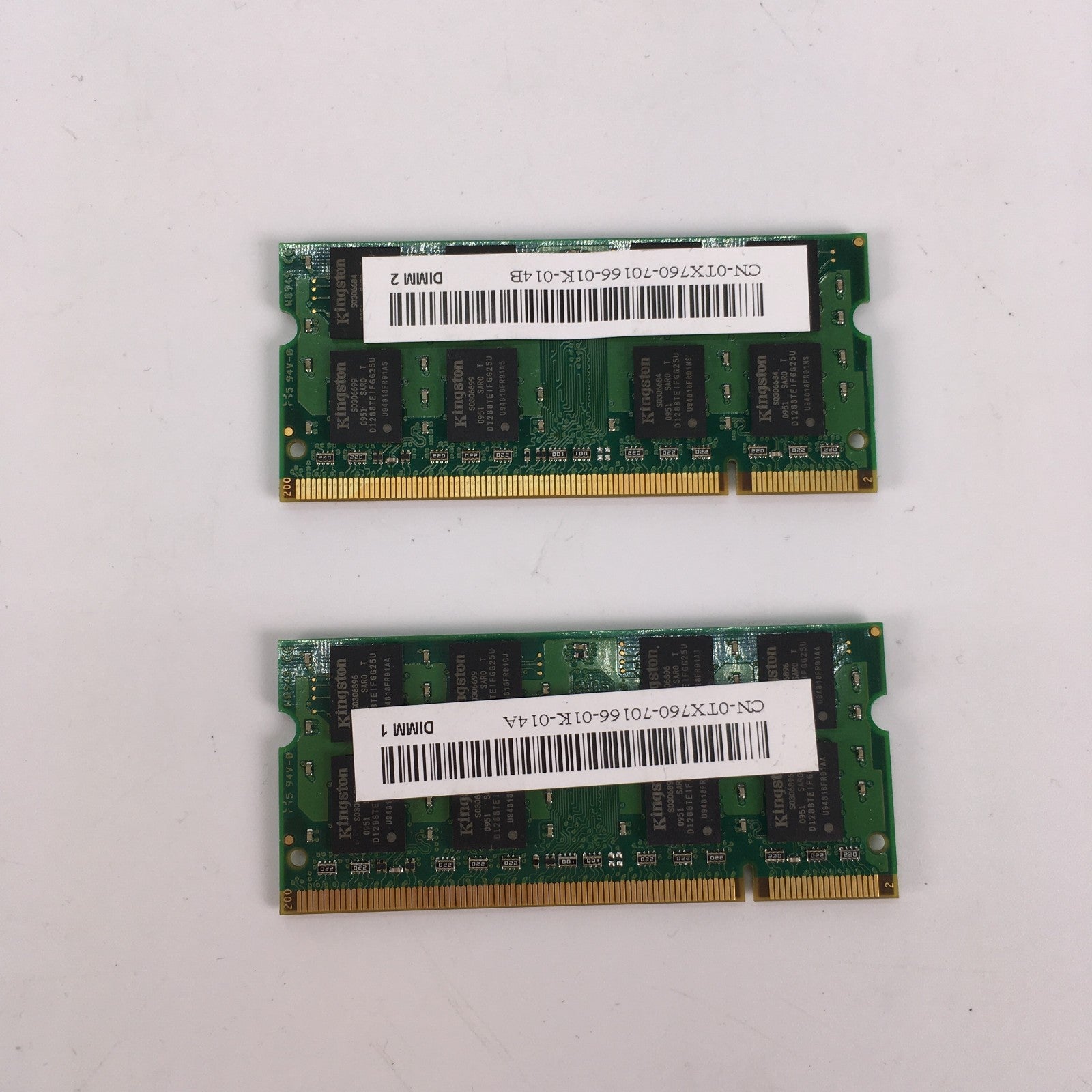2 x Kingston ttx760-elf 2GB 2Rx8 (4GB) PC2-6400S DDR2 Laptop RAM 666-12-E2