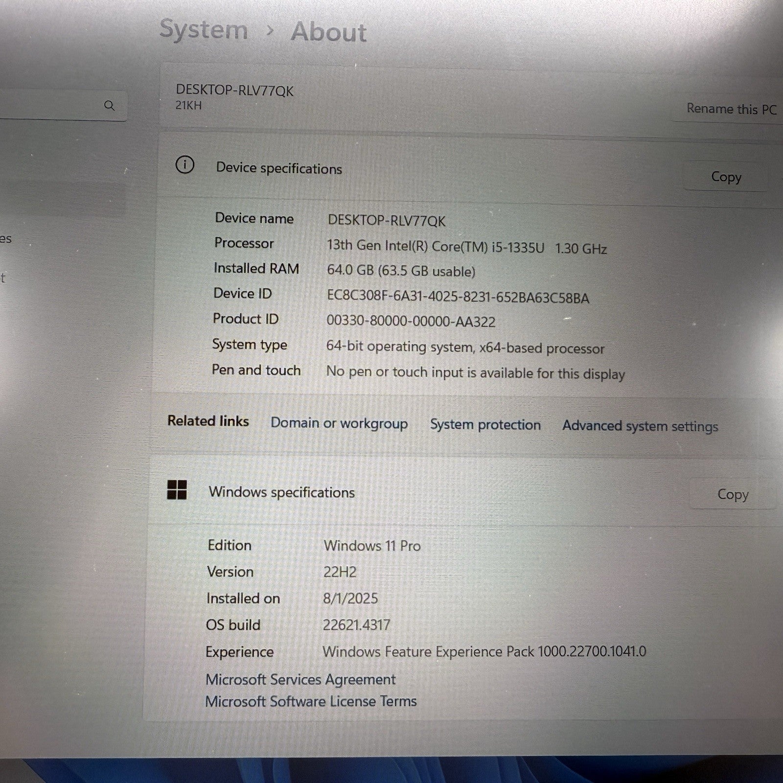Lenovo ThinkBook 16 GS - Intel i5-1335u - 1.30 GHz - 64 GB RAM - 2 TB SSD