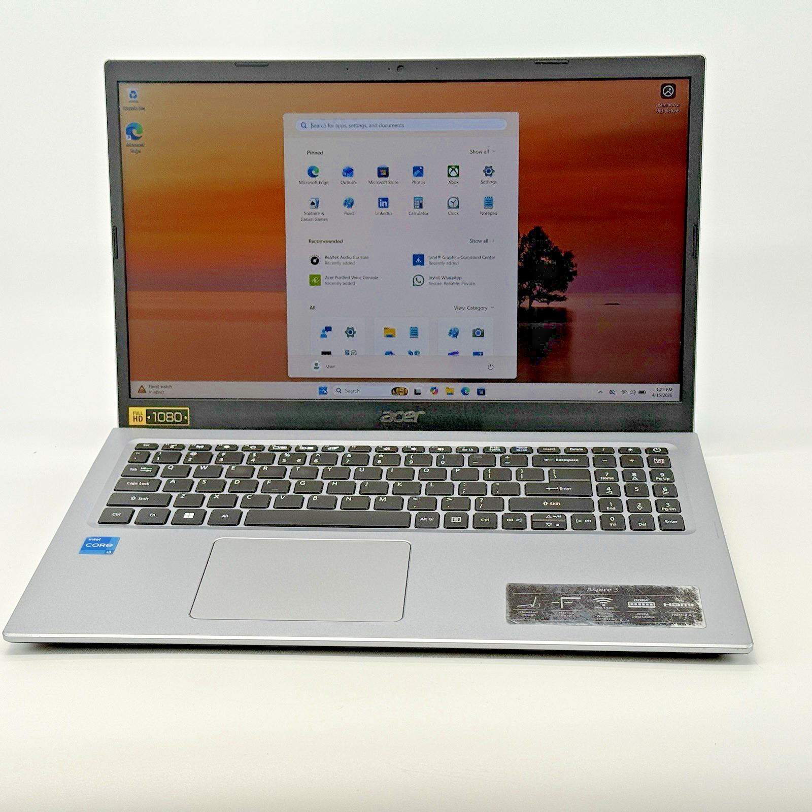 ACER Aspire A315-58 Intel i3-1115G4 3.00 GHz 8 GB RAM 256 GB SSD (NVMe) Win 11